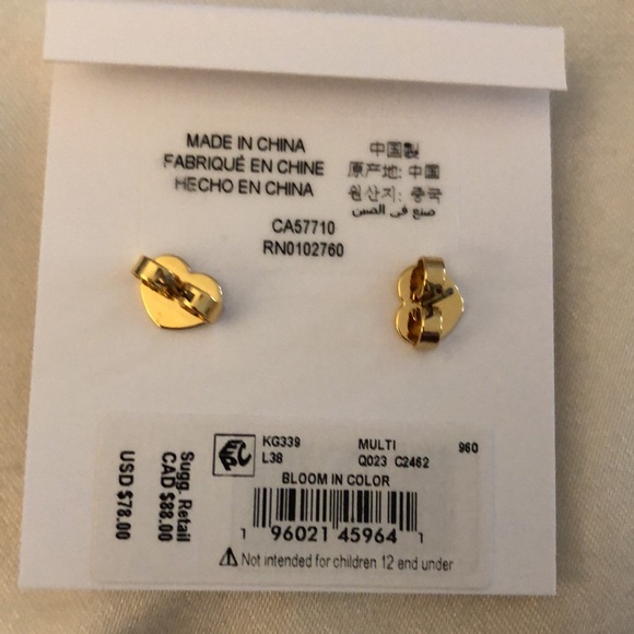 Kate Spade Gold Tone Bloom In Color Stud Earrings Multi Colored CZ Accents NWT - Picture 10 of 11